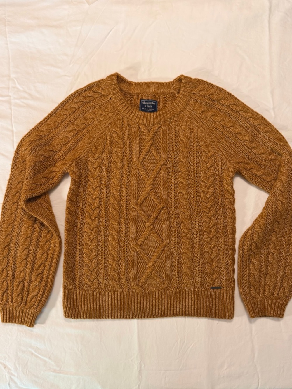 Abercrombie & Fitch Women’s Cable Crewneck Sweater - Camel Brown